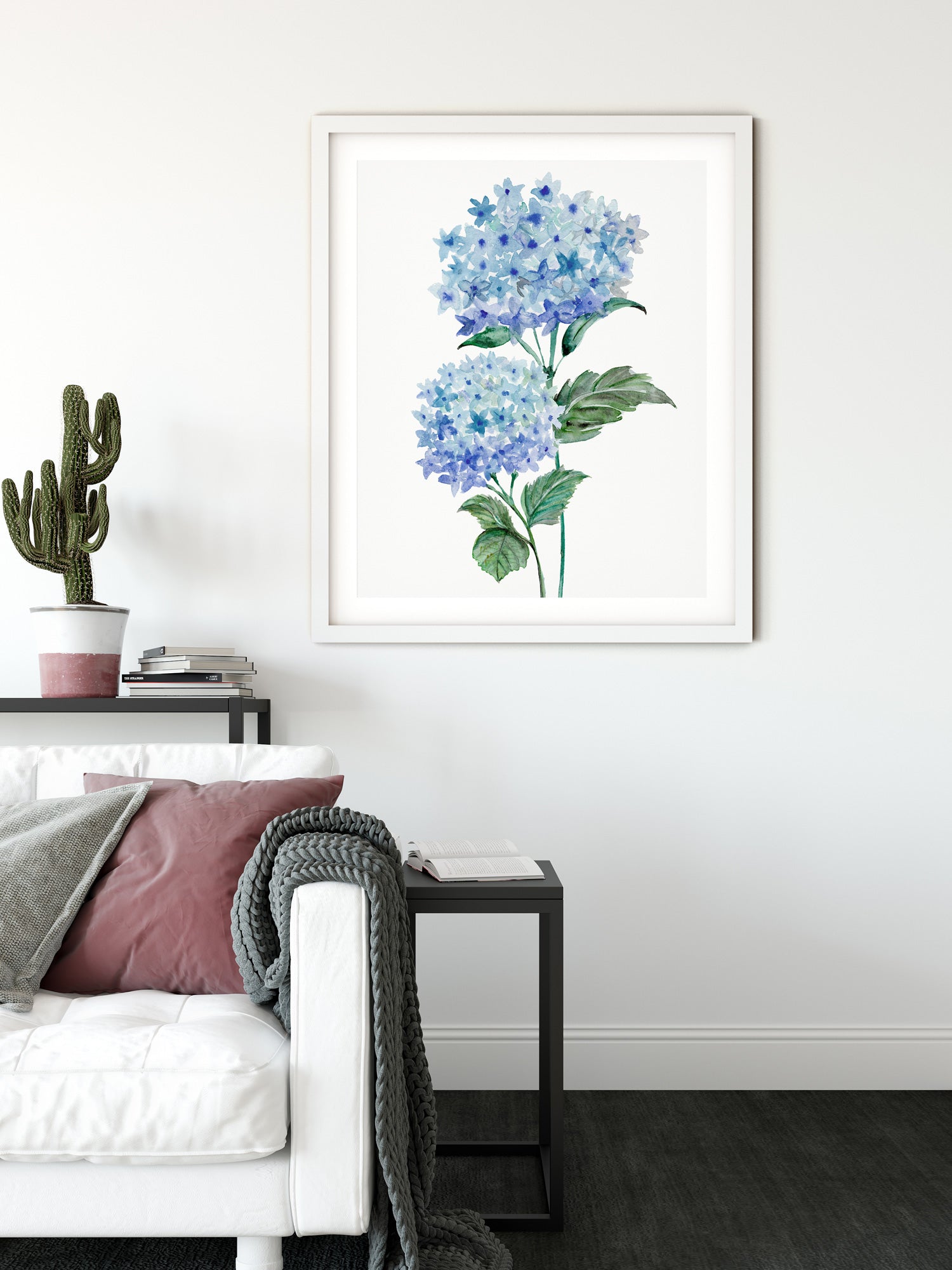 Blue Botanical Wall Art, Captivating Hydrangea Art Print