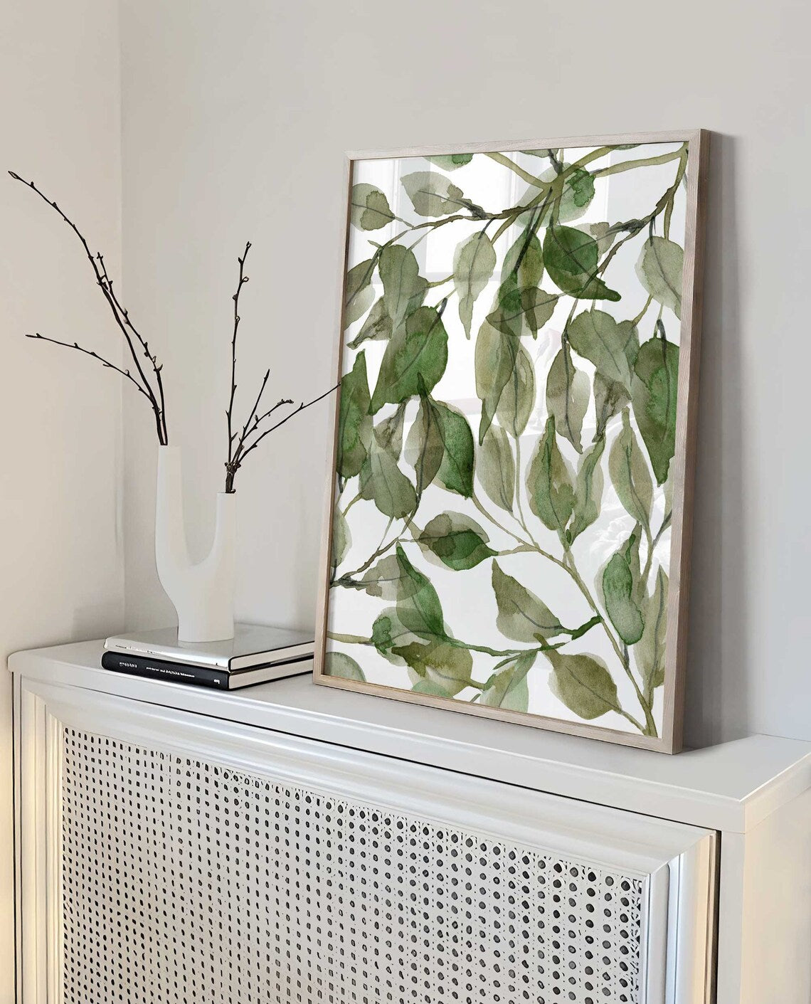 Leaves Wall Art, Eucalyptus Poster, Green Wall Art, Bathroom Prints, Botanical Decor, Living Room Wall Art, Set of 2 prints