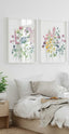 Wildflowers Set of 2 Prints, Wildflowers Wall Art, Bedroom floral art, living room Flowers wall art, pastel flowers, Botanical wall art