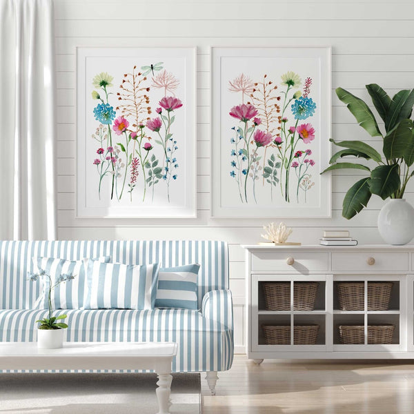 DWCN Floral Print Living Room Curtains, Ombre Blackout Window Curtain Panel Wildflower prints for wall art, Living room floral decor