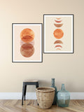 Sun Moon Wall Art Prints, Set of 2 Boho Wall Art