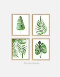 Set of 4 Tropical Leaf Wall Art, Gallery Wall Art Set