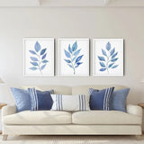 Botanical Wall Art in Blue, Leaf-Print Bedroom Wall Decor