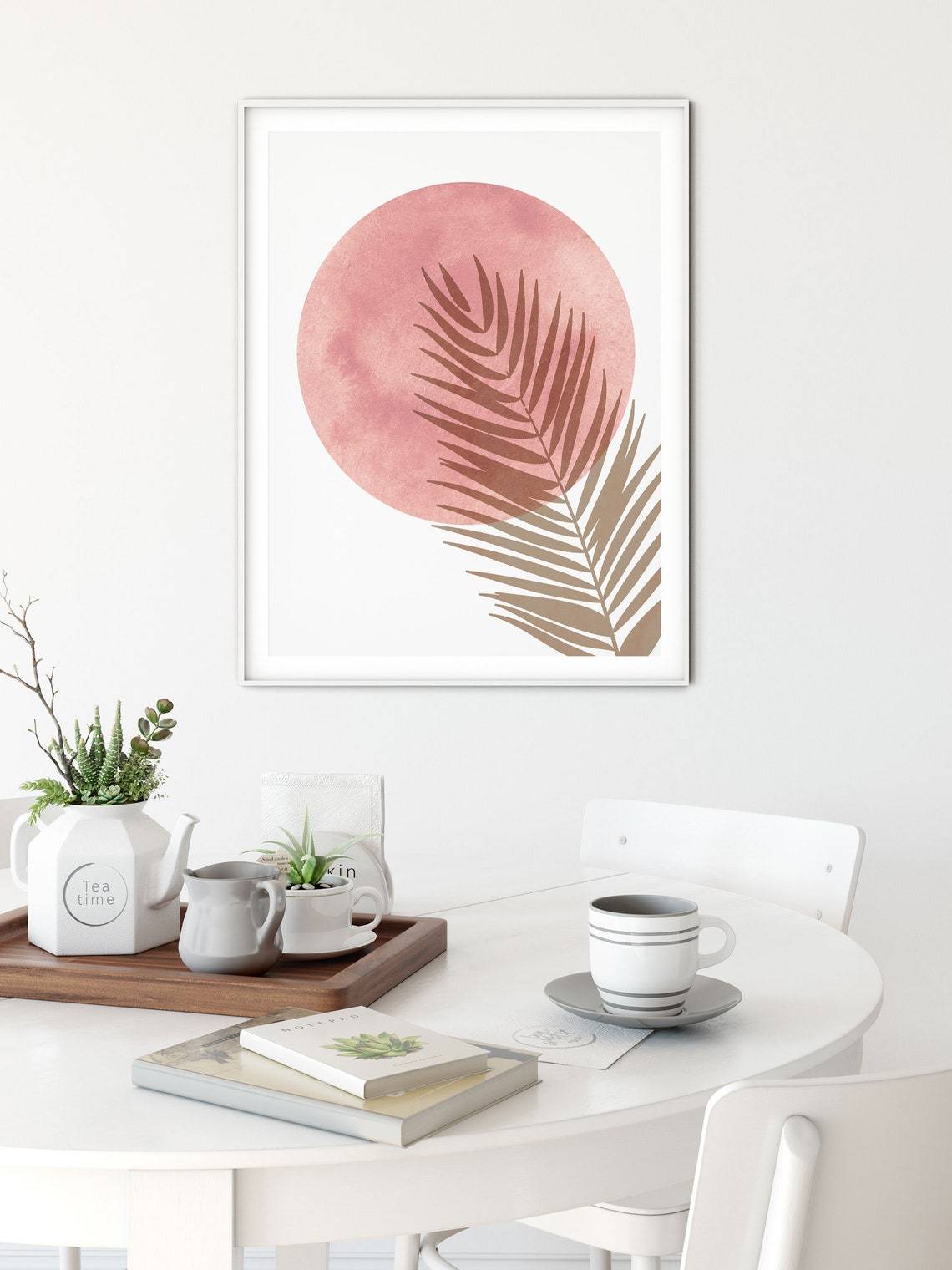 Blush Pink Wall Art Print, Abstract Pink Moon Art