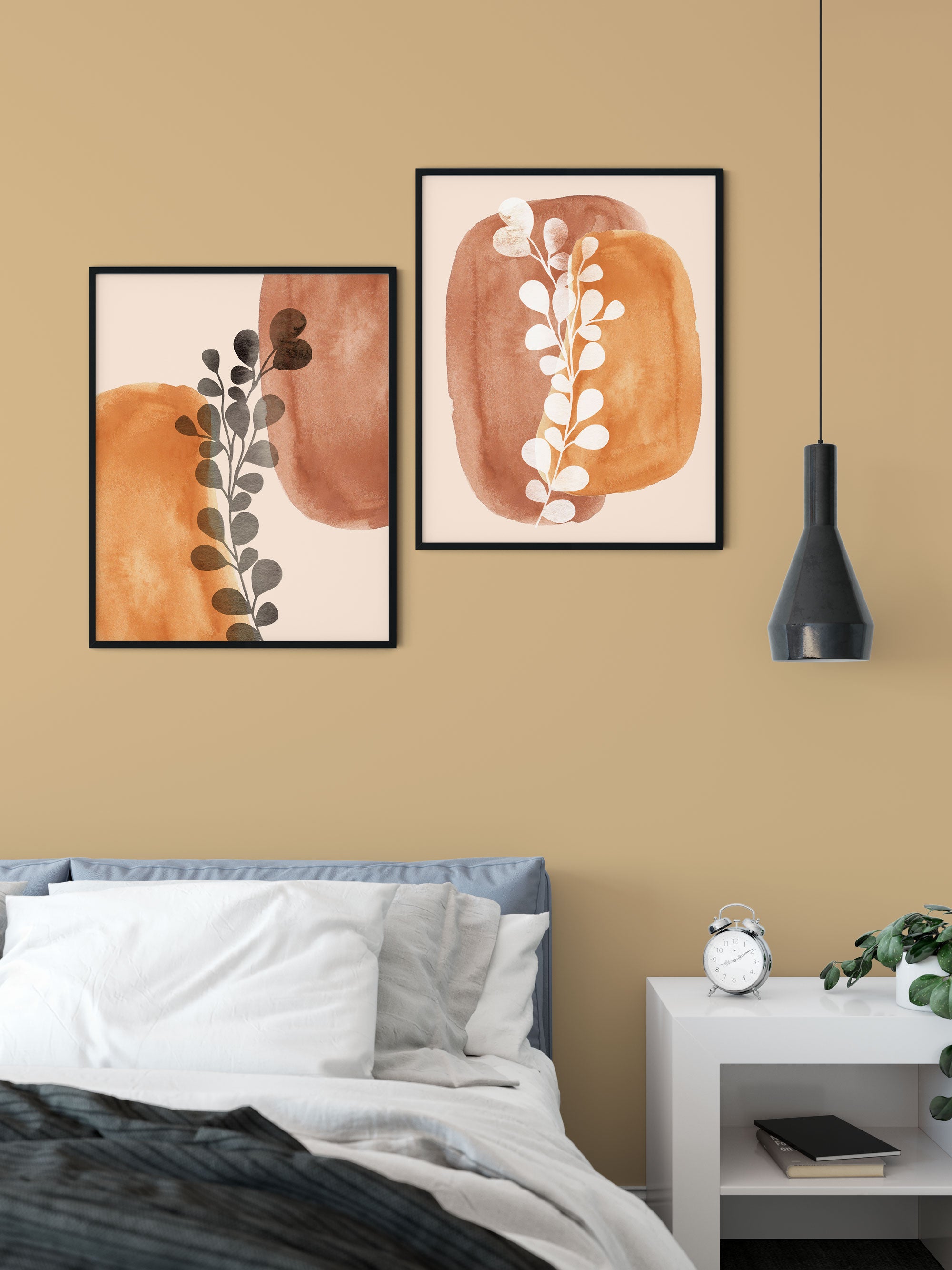 Mid-Century Modern Wall Art, Set of 2 Abstract Wall Art Prints