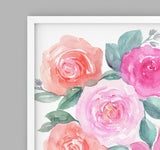 Floral Wall Art, Pink and Orange Roses Art Print
