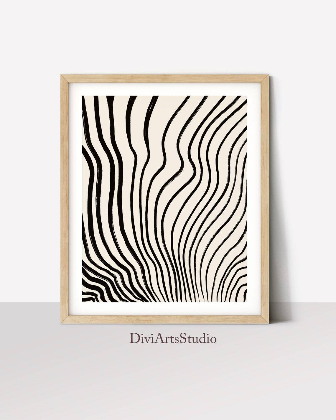Minimalist Geometric Print, Abstract Black Line Art Print