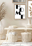 "HOME" Typography Wall Art, Black & White Wall Art Print