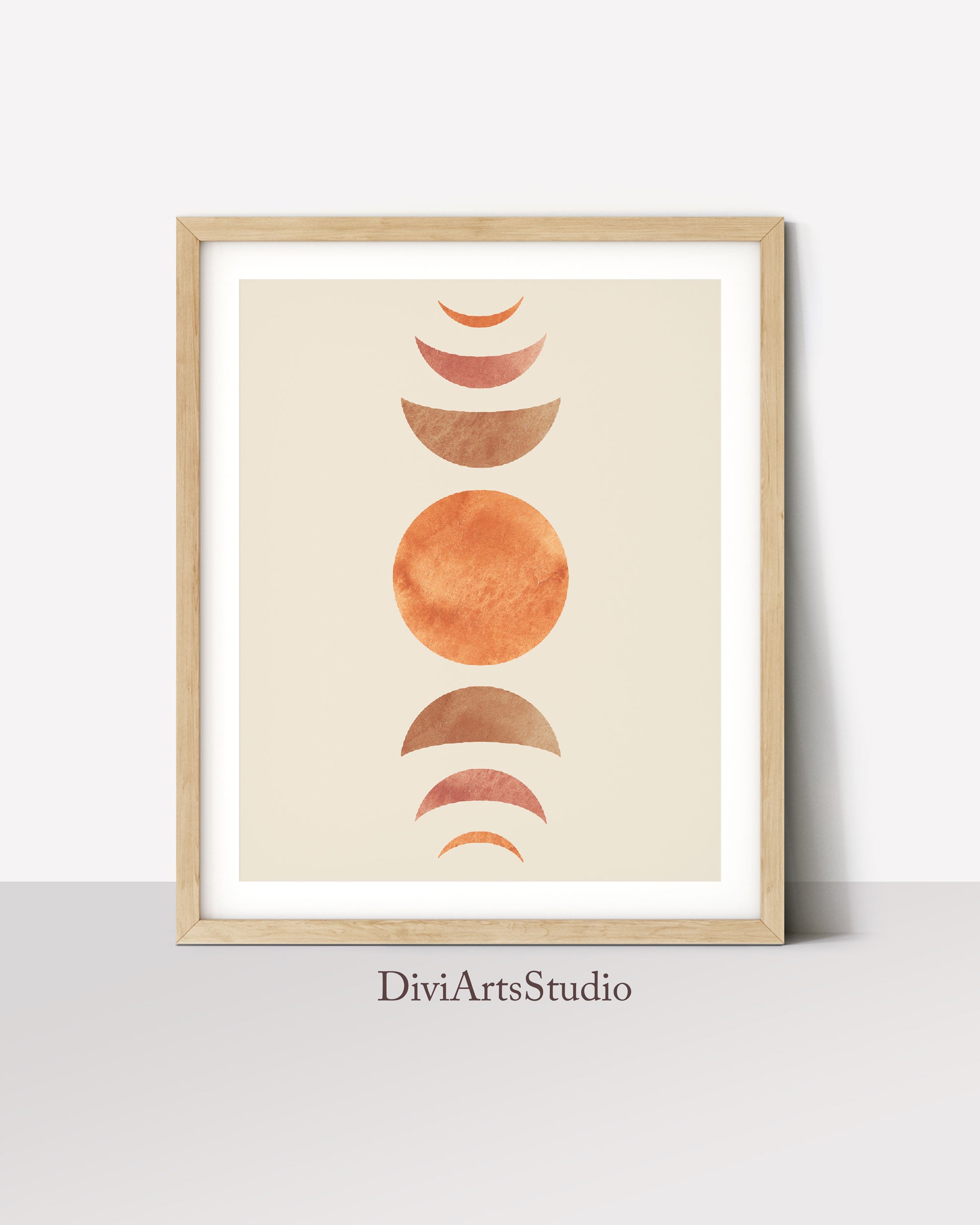 Moon Phases Wall Art Print, Mid-Century Modern Wall Art