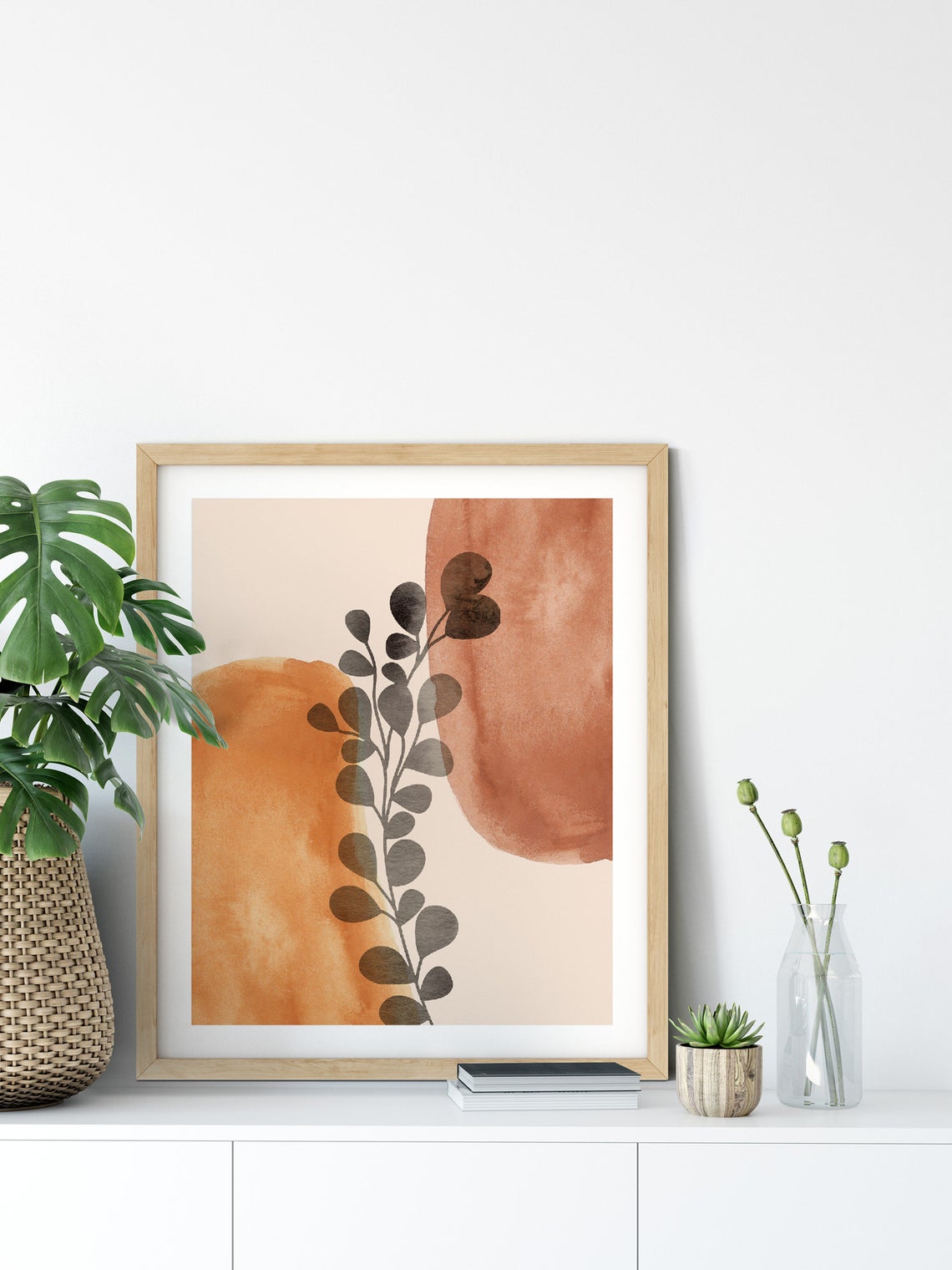 Mid-Century Modern Wall Art, Eucalyptus Art Print