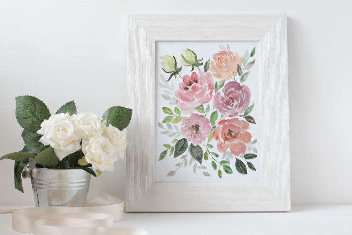 Peonies Wall Art Print, Floral Wall Art
