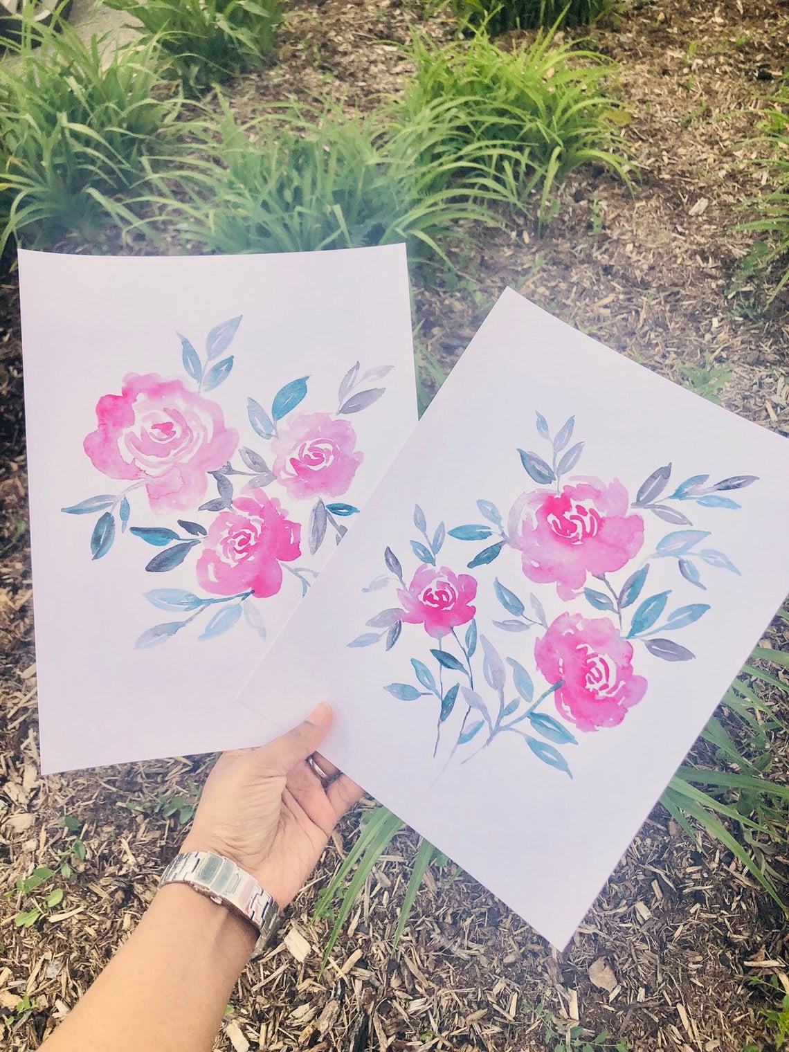 Pink Floral Wall Art, Set of 2 Roses Art Print