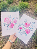 Pink Floral Wall Art, Set of 2 Roses Art Print