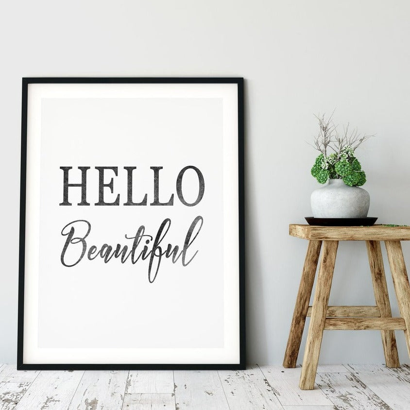 Positive Quotes Poster, Hello Beautiful Print