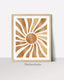 Retro Sunshine Art Print, Sun wall art, Boho Prints, 70's Art Print, Mid Century Modern Art, Minimal Abstract Sun Poster