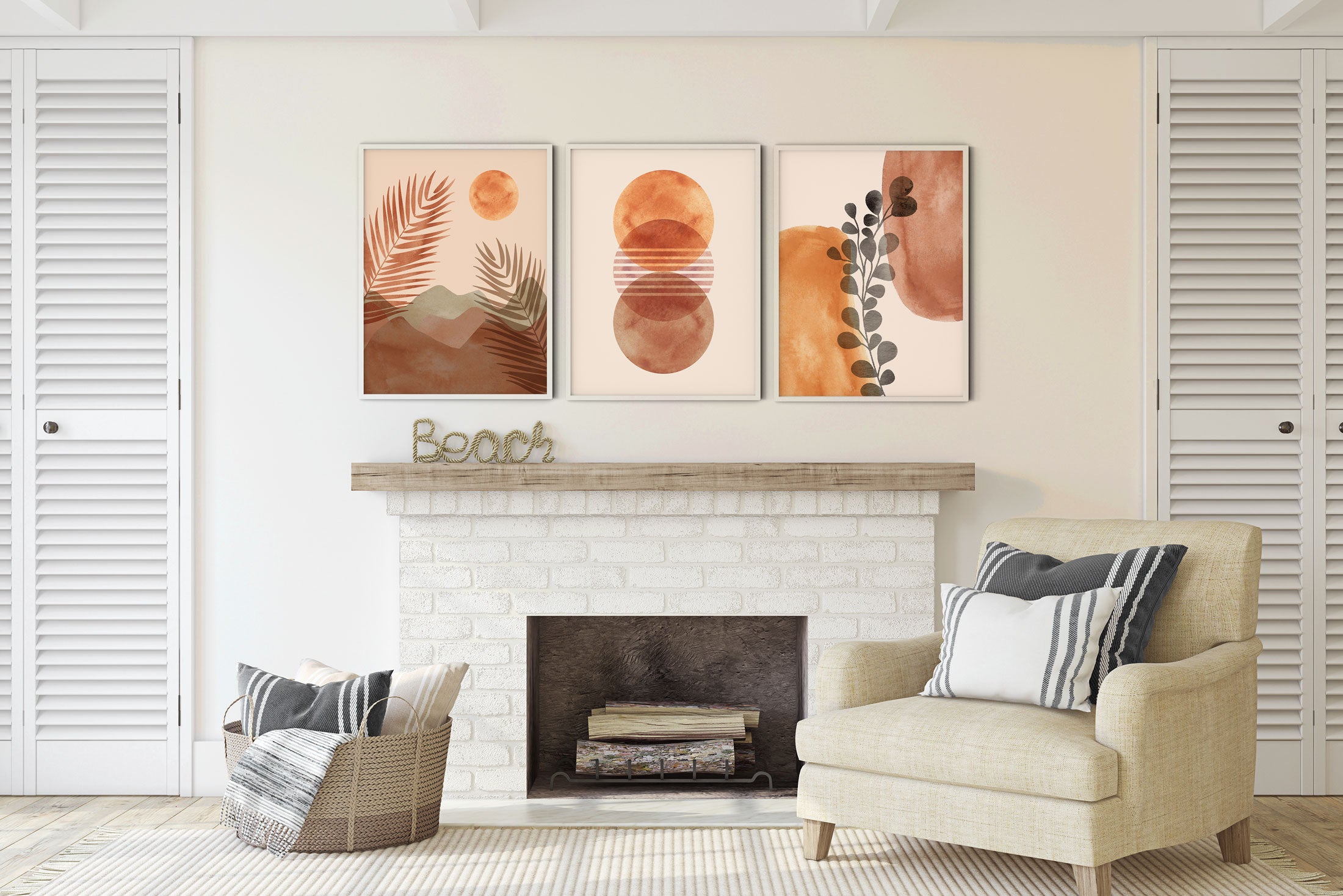 Abstract Sun Desert Print, Set of 3 Terracotta Prints