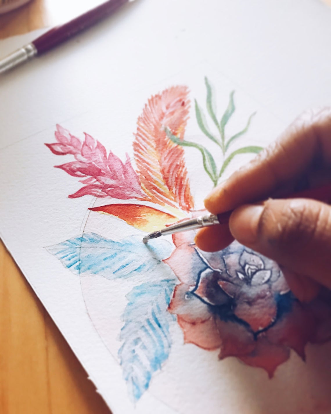 Watercolour Floral Flowers Print, Boho Girl Wall Art