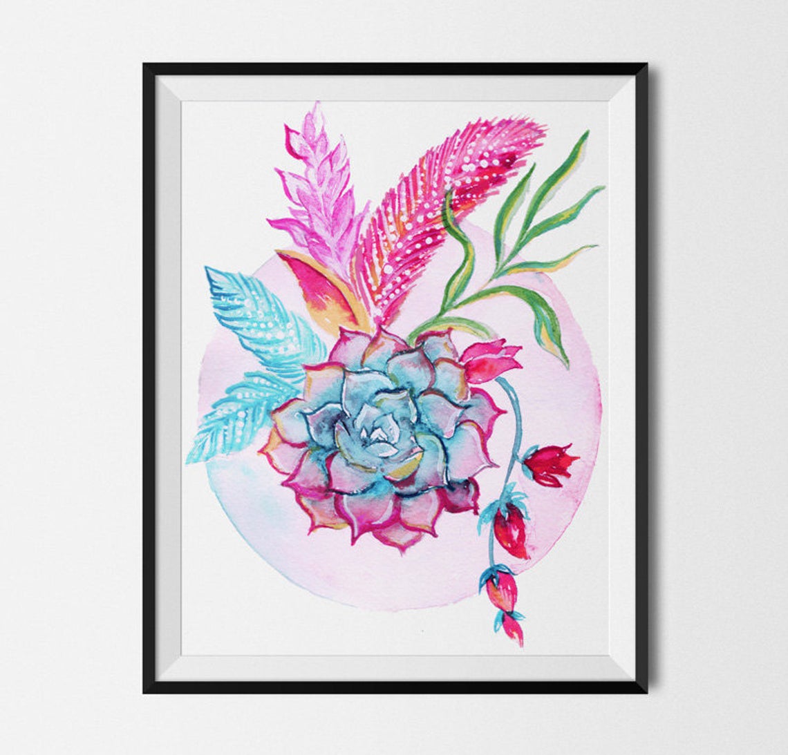 Watercolour Floral Flowers Print, Boho Girl Wall Art