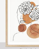 Women with head of flowers wall art, set of 2