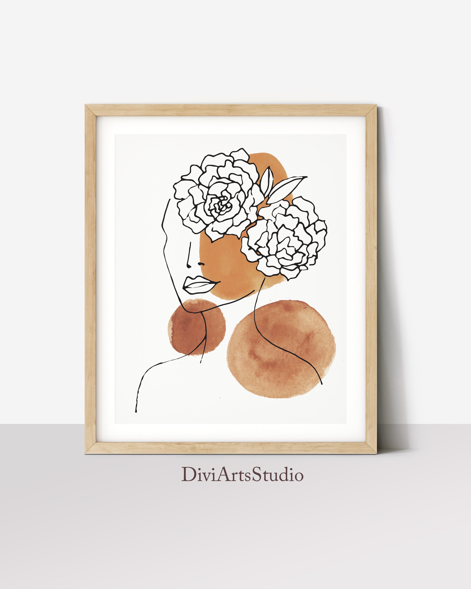 Women with head of flowers wall art, set of 2