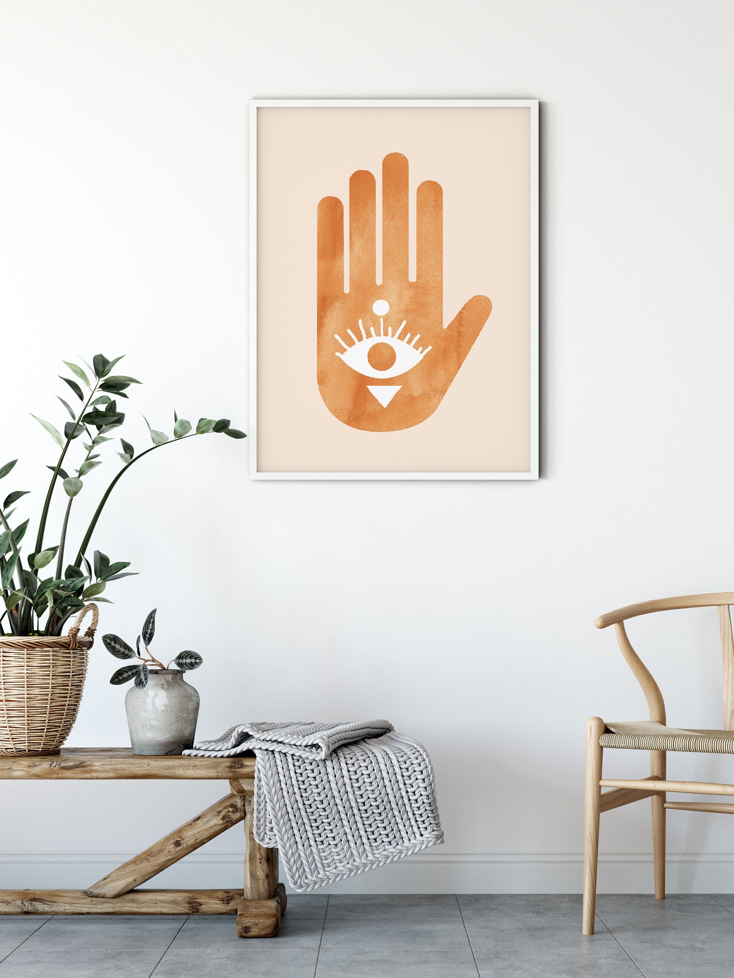 terracotta evil eye hand art print