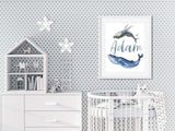Baby Name Print For Nursery Boy, Blue Baby Boy Nursery Nautical Wall Art