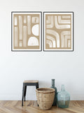 Neutral Art Print, Set of Prints, 2 Piece Wall Art, Beige Decor, Terracotta Print, Minimalist Abstract Shapes Artwork, Contemporary Poster