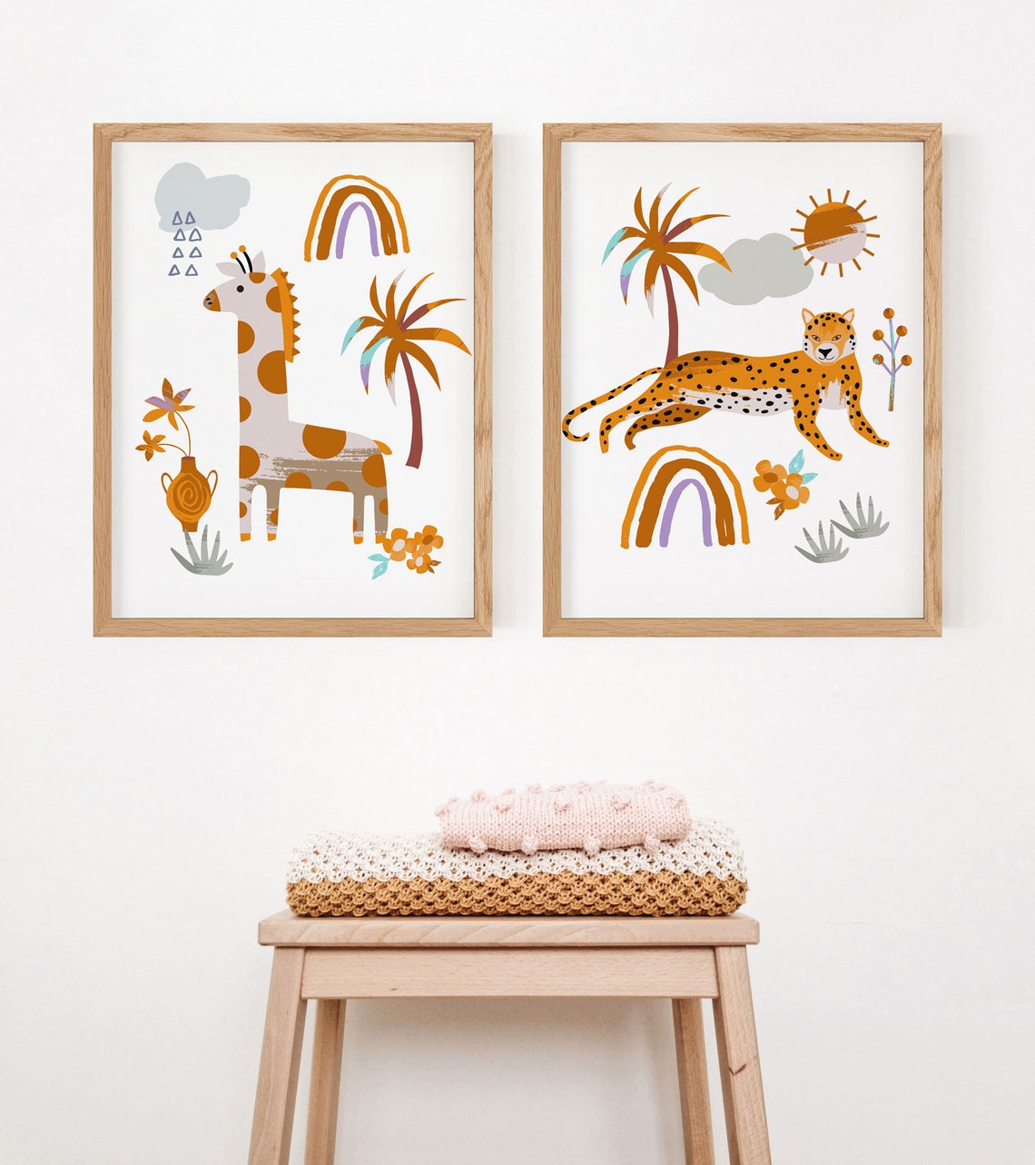 Safari Nursery Prints, Set of 3 Safari Animal Prints for Nursery