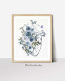 Human Heart with flowers, Anatomical Heart, Anatomy art Print, Cardiologist Gift, Heart Wall Art, Doctor Office Décor