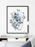 Human Heart with flowers, Anatomical Heart, Anatomy art Print, Cardiologist Gift, Heart Wall Art, Doctor Office Décor
