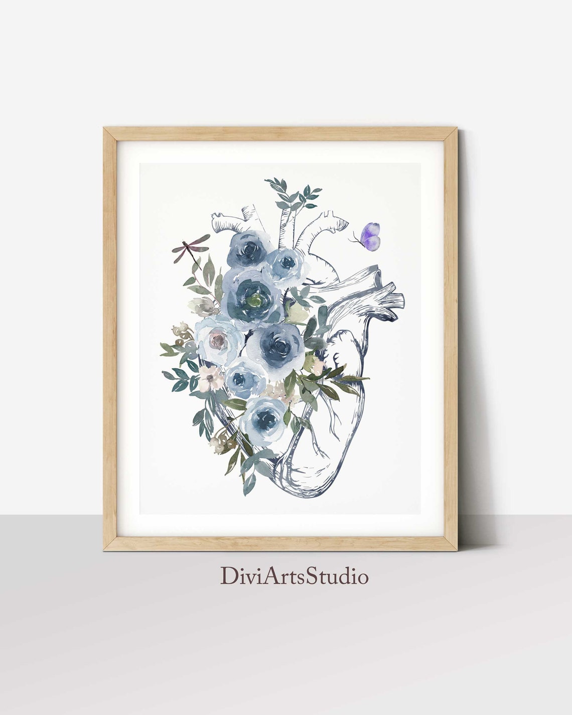 Brain Print, Heart Anatomy Art, Flower Anatomy Print, Doctor Office Wall Art, Medical Poster, Medical student gift
