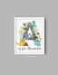Personalized Dinosaur Nursery Art, Name Initial Print, Trex Stegosaurus Nursery Decor, Customized Dinosaur Wall Art