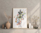 Human Body Anatomy Skeleton Wall Art, Floral Medical Human Poster