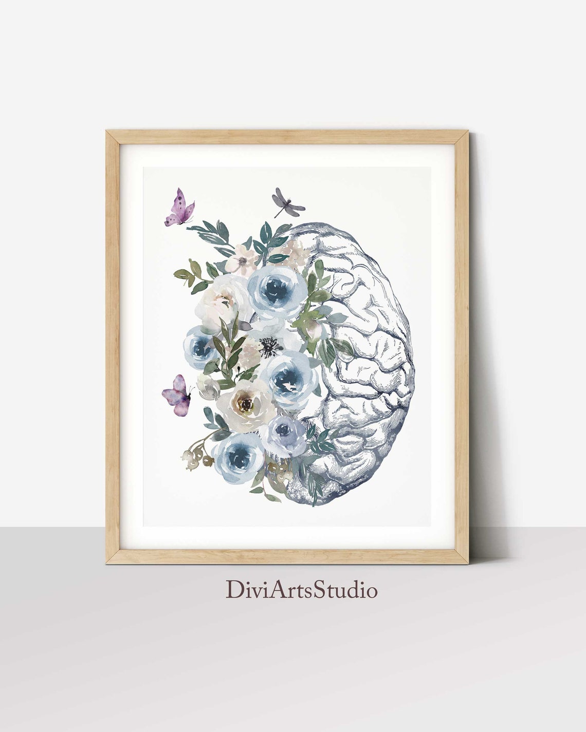 Brain Print, Heart Anatomy Art, Flower Anatomy Print, Doctor Office Wall Art, Medical Poster, Medical student gift