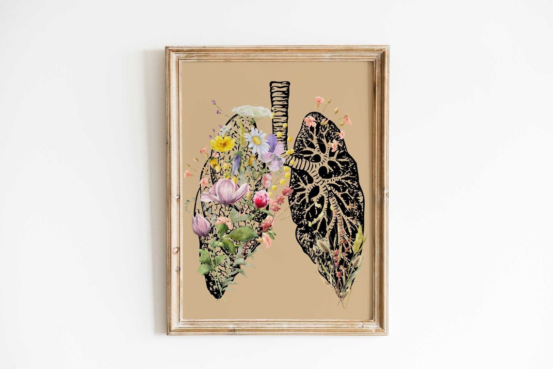 Lungs flower Print, Respiratory Therapy Gift, Pulmonologist Gift, Med School Art, Medical Office Décor