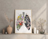 Floral Lungs Wall Art Print, Medical Anatomy Wall Décor