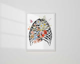 Anatomy Art Print, Rib Cage Poster, Orthopedic Doctor Office Décor, Rib Cage Flowers, Human Thorax Print, Medical Art
