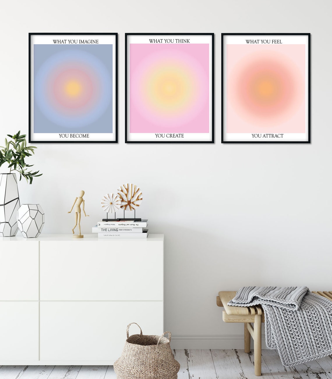 Aura poster set of 3, Aura Prints, Gradient Print, Colourful Aura Print, Trendy Wall Art, Spiritual Art Print, Living room decor