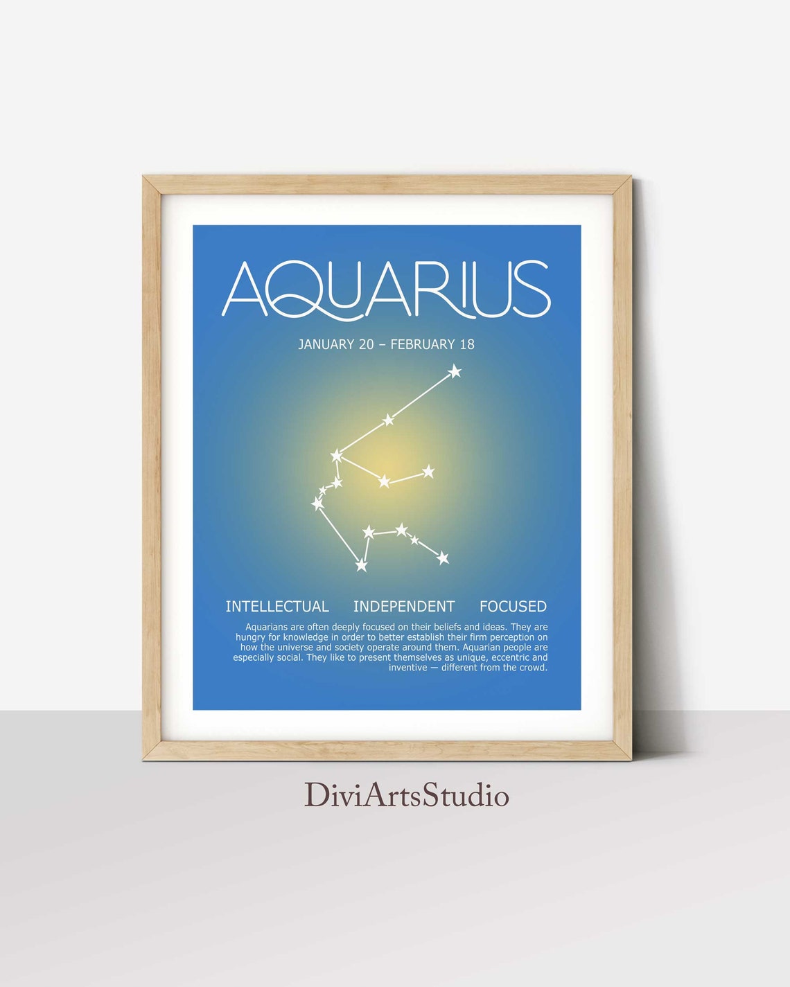 Aquarius Zodiac, Aquarius Star Sign, Zodiac Art, Spiritual Wall Art, Aura Gradient Poster