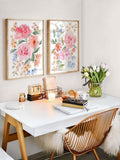 Floral Wall Art, Abstract Floral Painting, Set of 2 Prints, Watercolour Flowers, Large wall art, Blush Pink Nursery, Living room decor