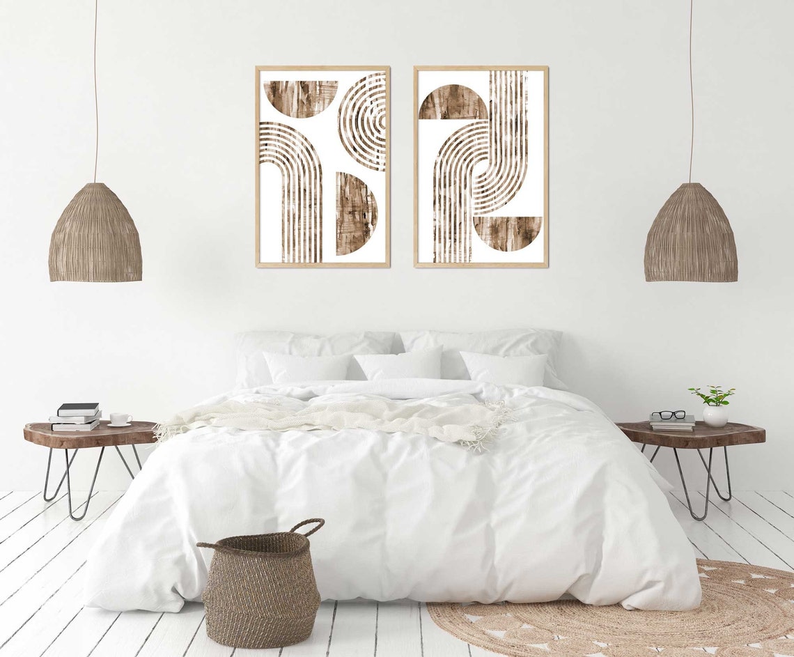 Geometric wall art, Set of 2 Bauhaus Print, Mid Century Modern Art print, Neo Geometric Art, Living Room Decor, Beige Neutral Art Poster