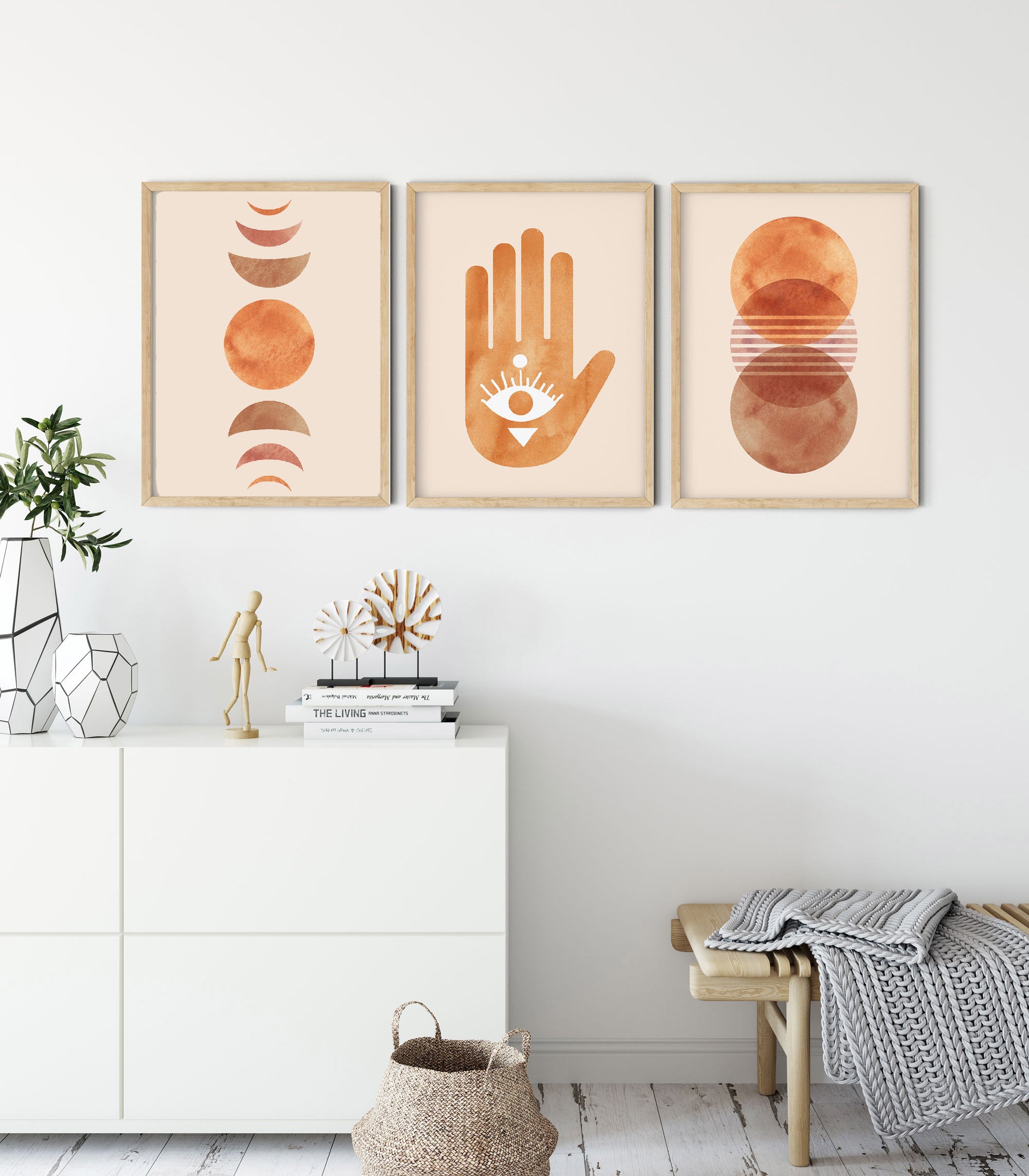 Mid-Century Modern Art Print, Set of 3 Minimalist Prints