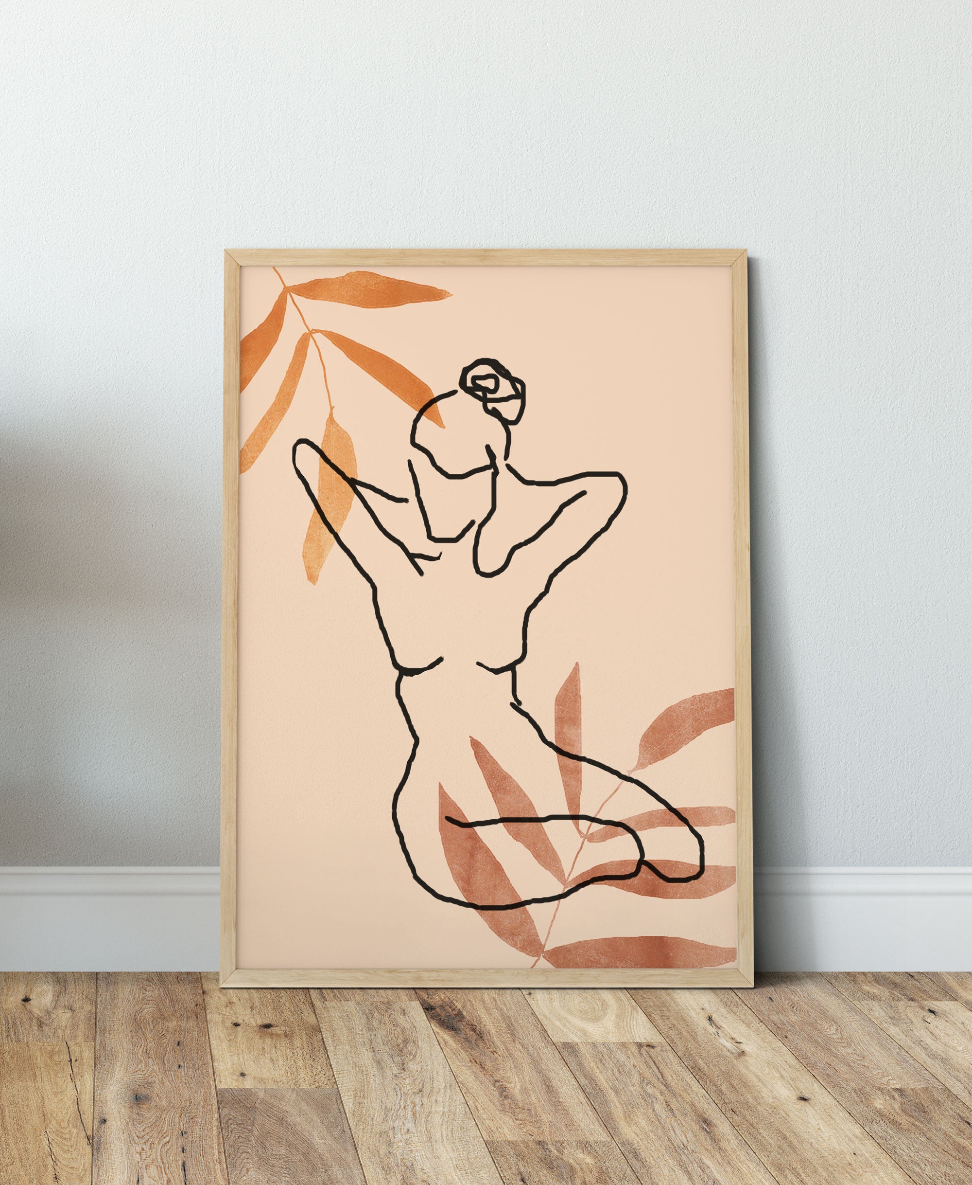 Boho Woman Wall Art Print, Abstract Line Art Print