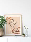 Boho Woman Wall Art Print, Abstract Line Art Print