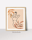 Boho Woman Wall Art Print, Abstract Line Art Print