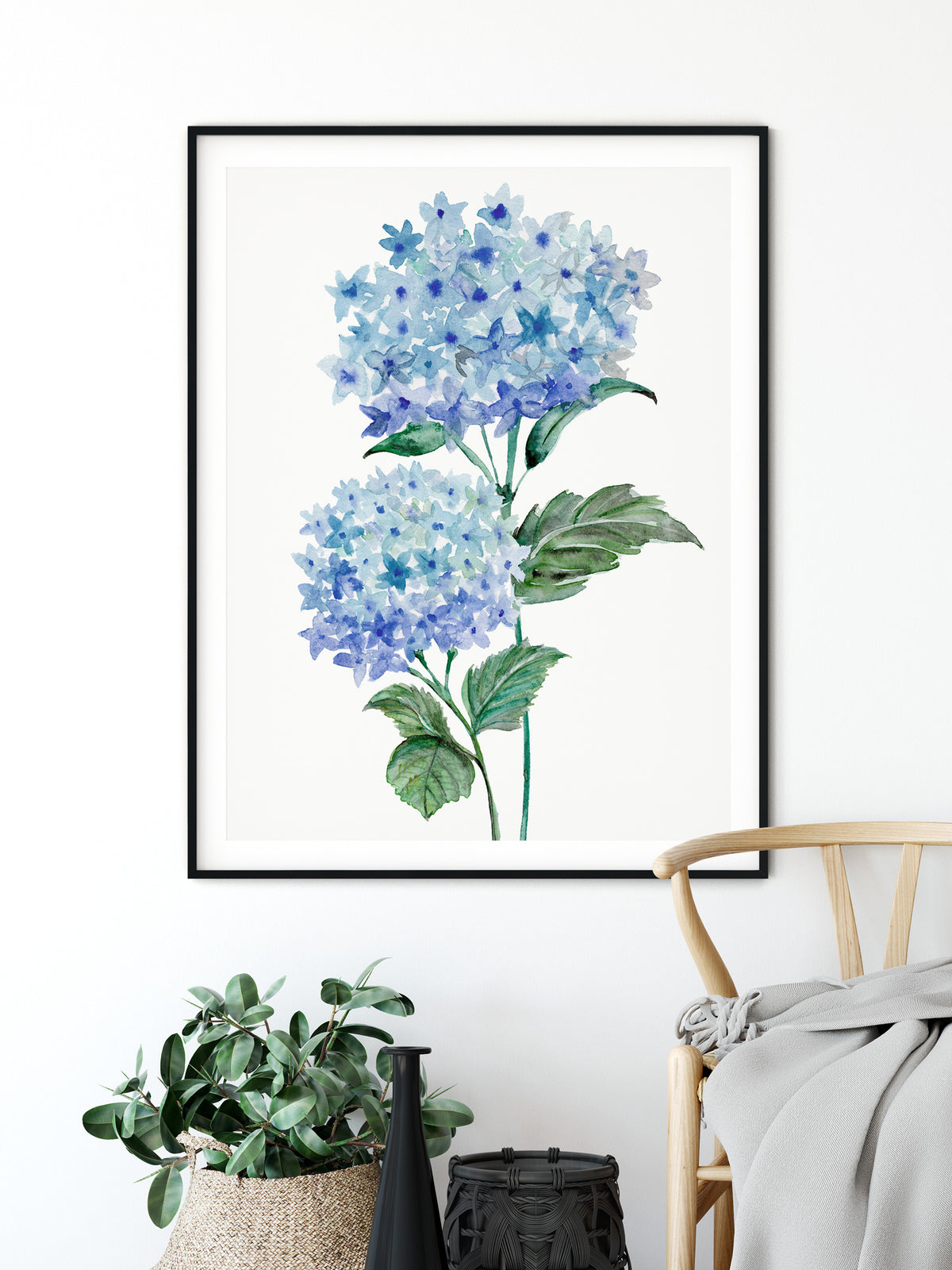 Blue Botanical Wall Art, Captivating Hydrangea Art Print