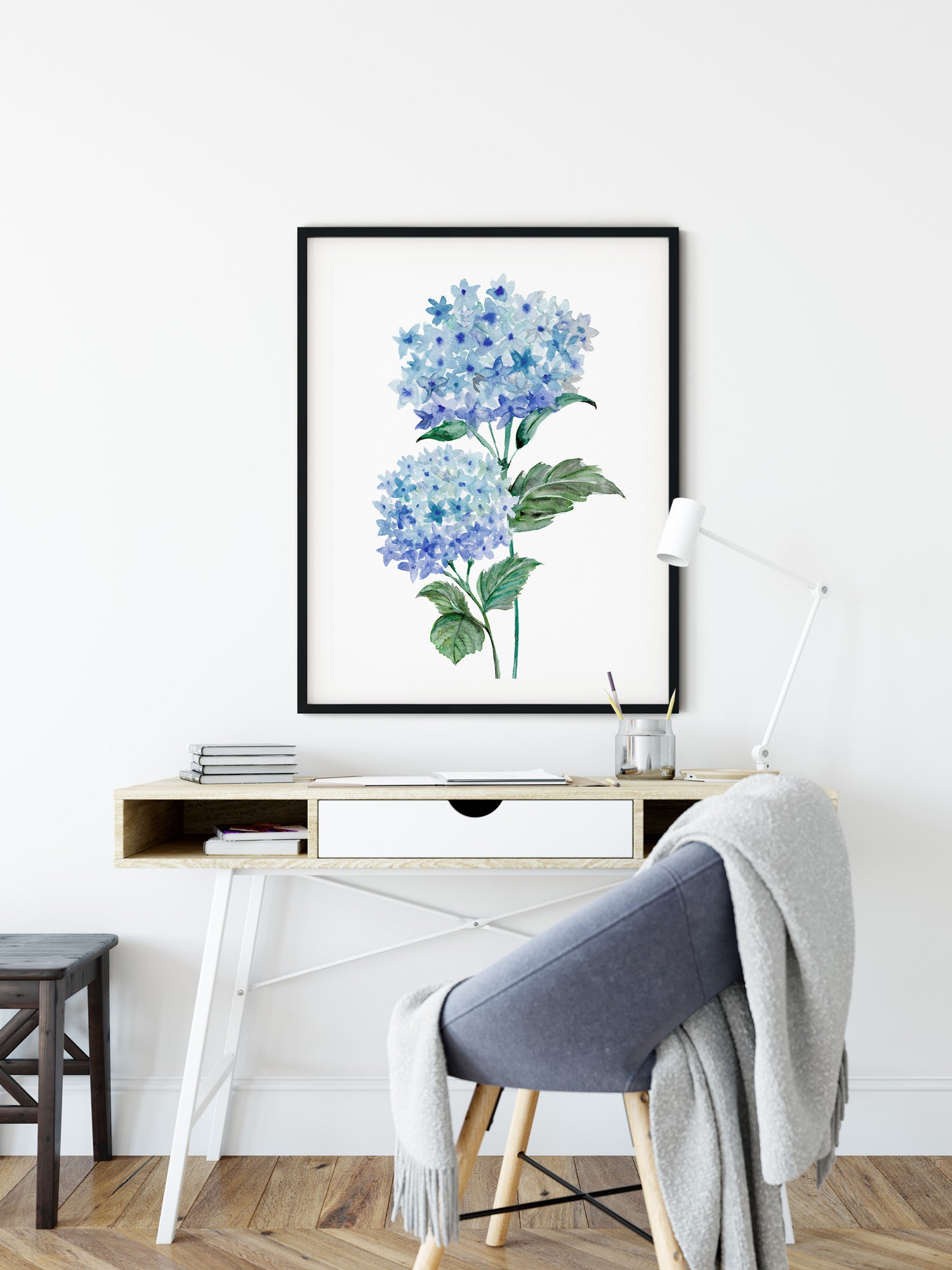 Blue Botanical Wall Art, Captivating Hydrangea Art Print