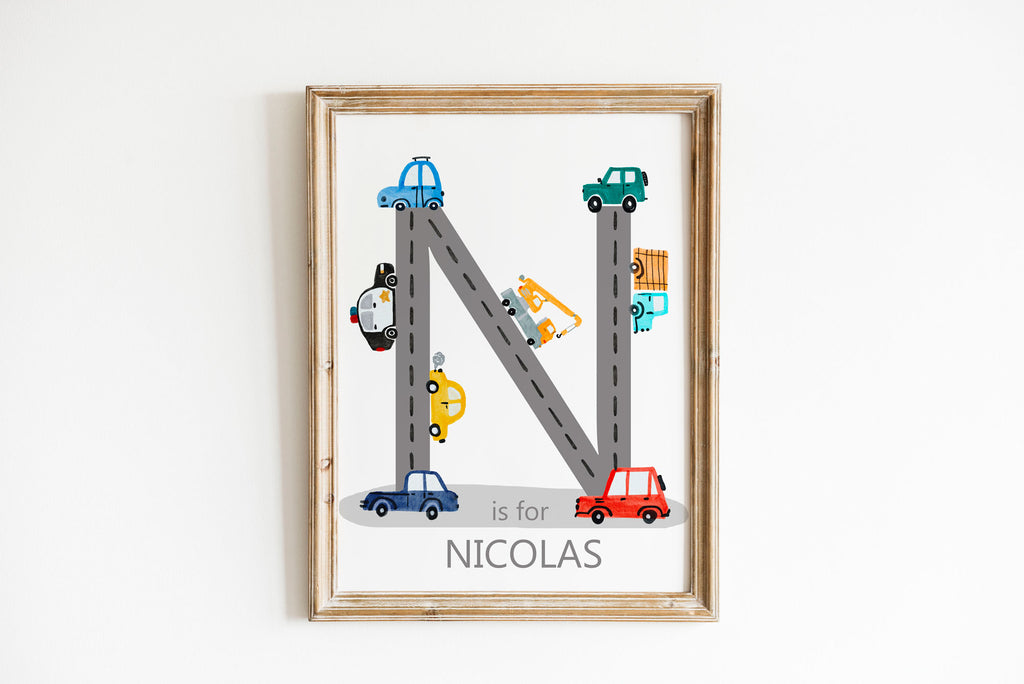 Tableaux pour chambre d'enfant véhicules de chantier, Décoration murale voiture pour chambre d'enfant, Décoration personnalisée véhicules pour chambre d'enfant, Tableau pour chambre de bébé garçon