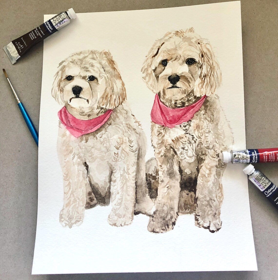 Dog painting Watercolour, Custom Dog Painting from photo, Pet Portrait Custom, Hand painted by Artist, Original Artwork, dog dad gift Main image