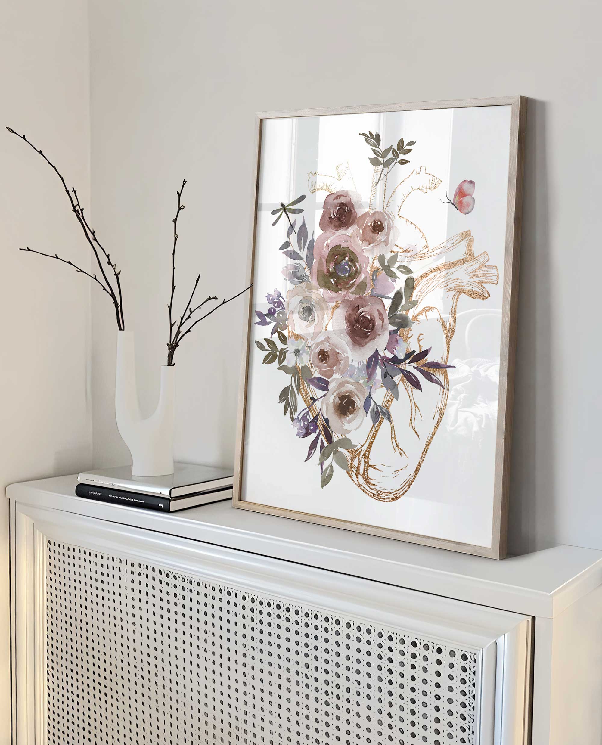 Gold Anatomy Wall Art Set of 3, Brain, Lungs, Heart Medical Art Print